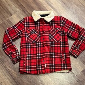 Soho Red Plaid Sherpa Collar Jacket